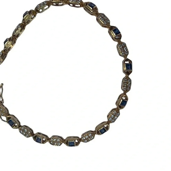 Vintage Ceylon Sapphire and Diamond 14K Bracelet - Picture 8 of 8